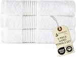 Harbourloom Boulevard Series Luxury Hand Towel Set - 3 Pack of Soft 600 GSM 100% Turkish Cotton Towels for Bathroom, Absorbent Guest Towels, 16x28 Inches Bathroom Towels Hotel Spa Quality (Azure Blue)