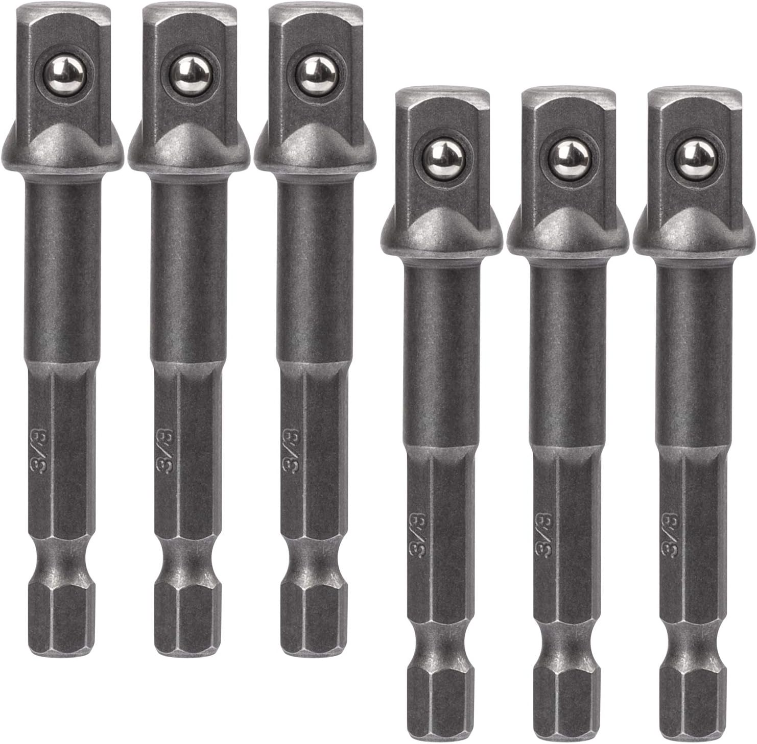 OIIKI 6 Pack 3/8 inch(10mm) Square Socket Adapter Bit Set, Impact Driver Power Bits for Automotive DIY-1/4 Hex Shank