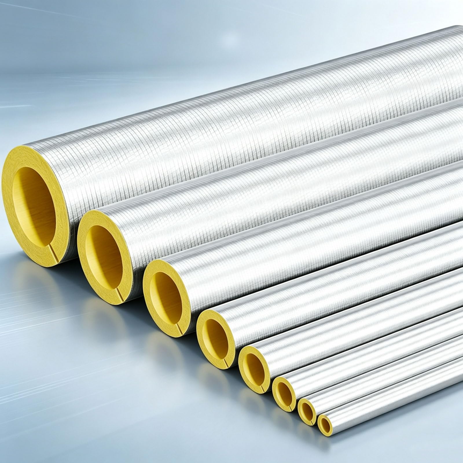 Tubo in lana di roccia e vetro Tubi isolanti con foglio di alluminio | Resistenti alle alte temperature Con apertura laterale Insonorizzanti Facili da installare(ID 89mm/T 30mm)