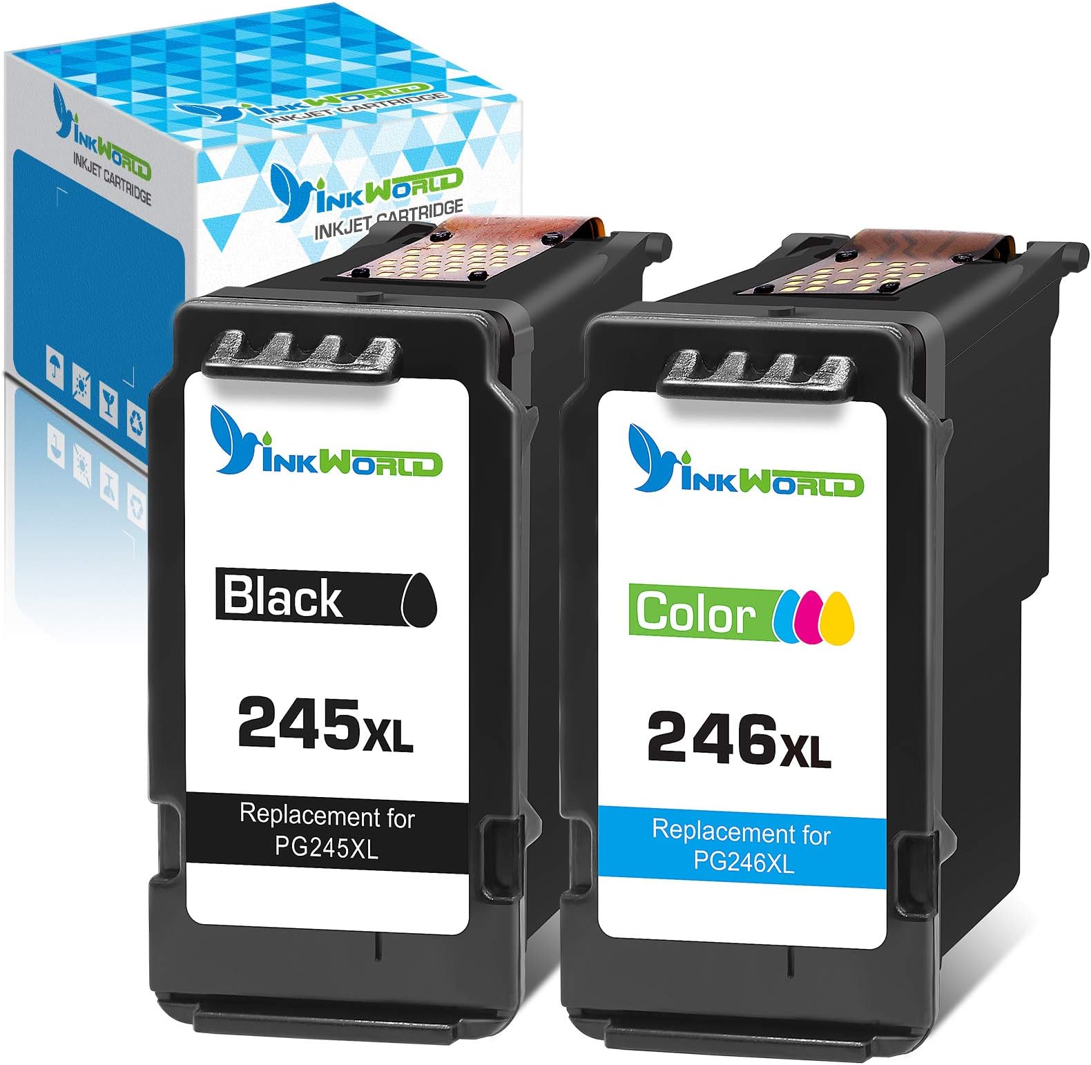 Remanufactured Ink Cartridge Replacement for Canon PG245XL CL246XL 245 246 243 244 (1 Black,1 Color) for Pixma MG3022 MG2522 TR4520 TR4522 MG2922 MG2920 TS202 MX492 MX490 iP2820 TS302 Printer