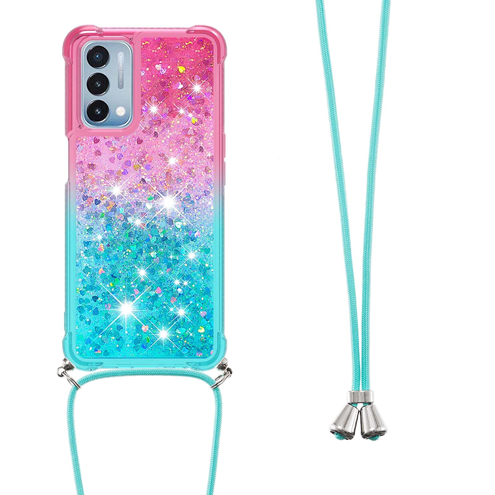 Handykette Für Xiaomi Redmi 9T – Glitzer Quicksand Hülle Mit Umhängeband