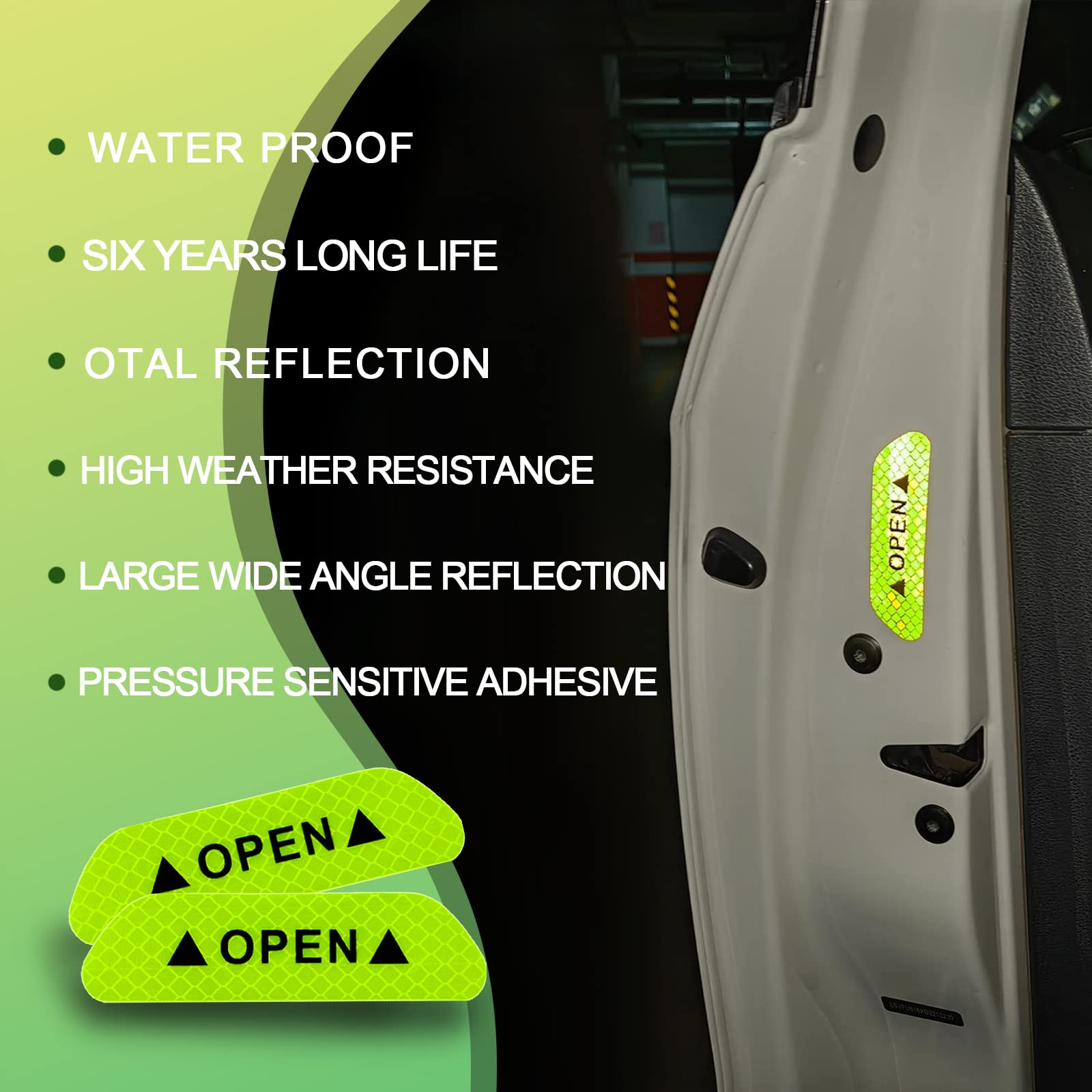 4PCS Universal Car Door Open Prompt Warning Stickers Anti-Collision Safety Reflective Decal Tape Car Accessories Universal for Truck — view 5