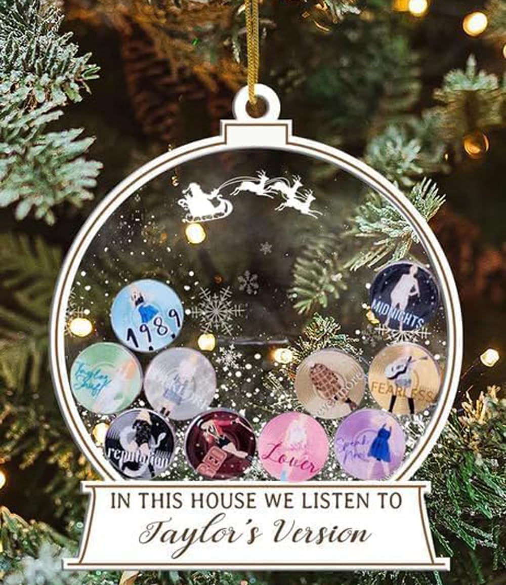 in This House We Listen to Taylor's Version Ornament, Taylor Christmas Ornament,Personalized Christmas Tree Ornament,Christmas Weddings Holidays (B)
