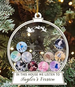 in This House We Listen to Taylors Version Ornament, Taylor Christmas Ornament,Personalized Christmas Tree Ornament,Christmas Weddings Holidays B
