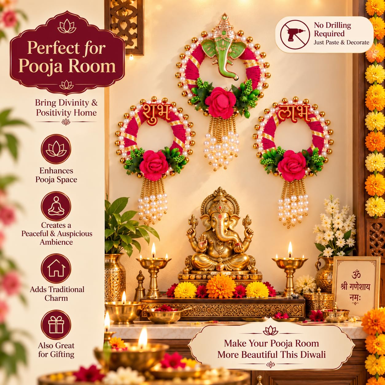 Diwali Ganesh Wall Hanging - Traditional Home Decor -2