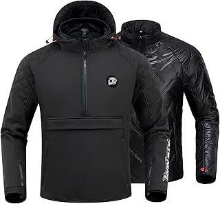 IRON JIA'S Motorcycle Jacket with CE Armor, 3-in-1 Windproof Riding Hoodie, All Season Jacket with Removable Liner L