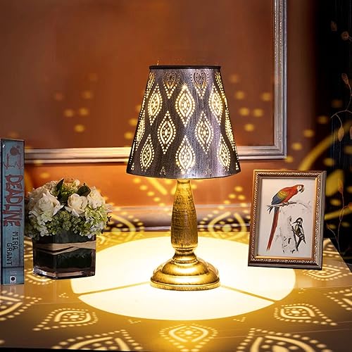 Lámpara de mesa solar para exteriores, impermeable, grande, metal de cobre óxido, luces solares decorativas de jardín con diseño hueco, lámpara de