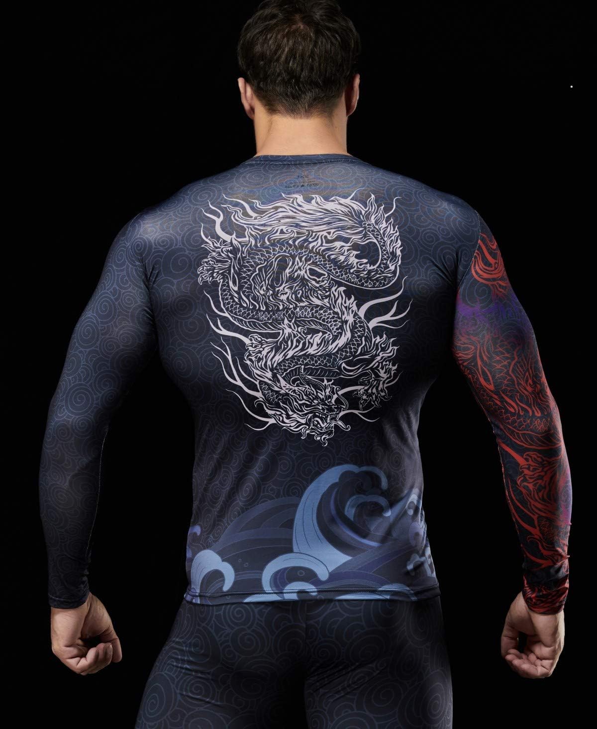 Red Plume Men’s 3D Printed Compression Long Sleeve T Shirts Top Tees
