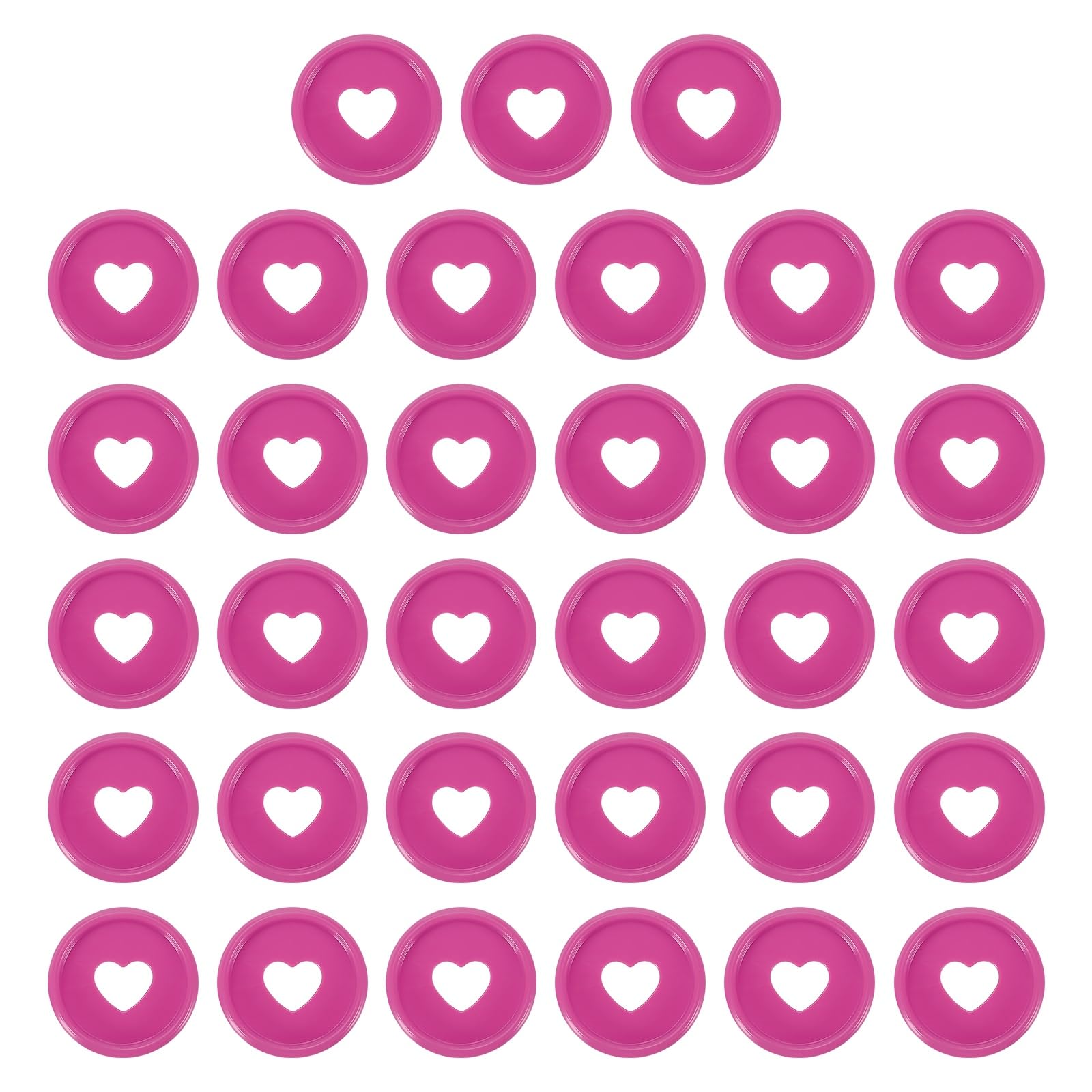 sourcing map 33Pcs Plastic Book Binding Discs, 24mm Heart Discbound Expansion Discs Binder Ring for DIY Notebooks Planner Accessories, Rose Red