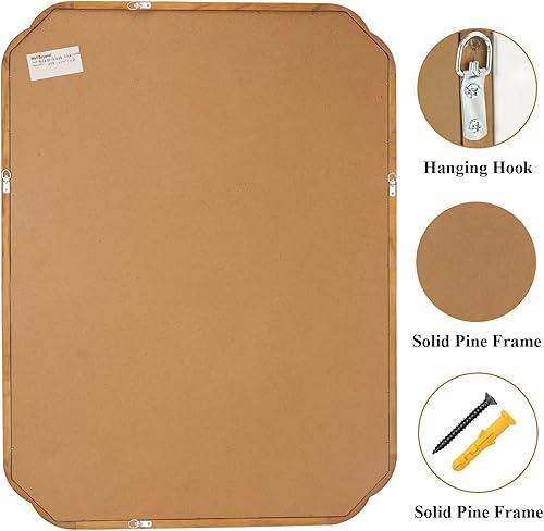 Miniatura 5 de HOMECOOKIN Espejos de madera para baño, espejo de pared de madera de 24 x 36 pulgadas, espejo de pared arqueado para entrada, sala de estar o