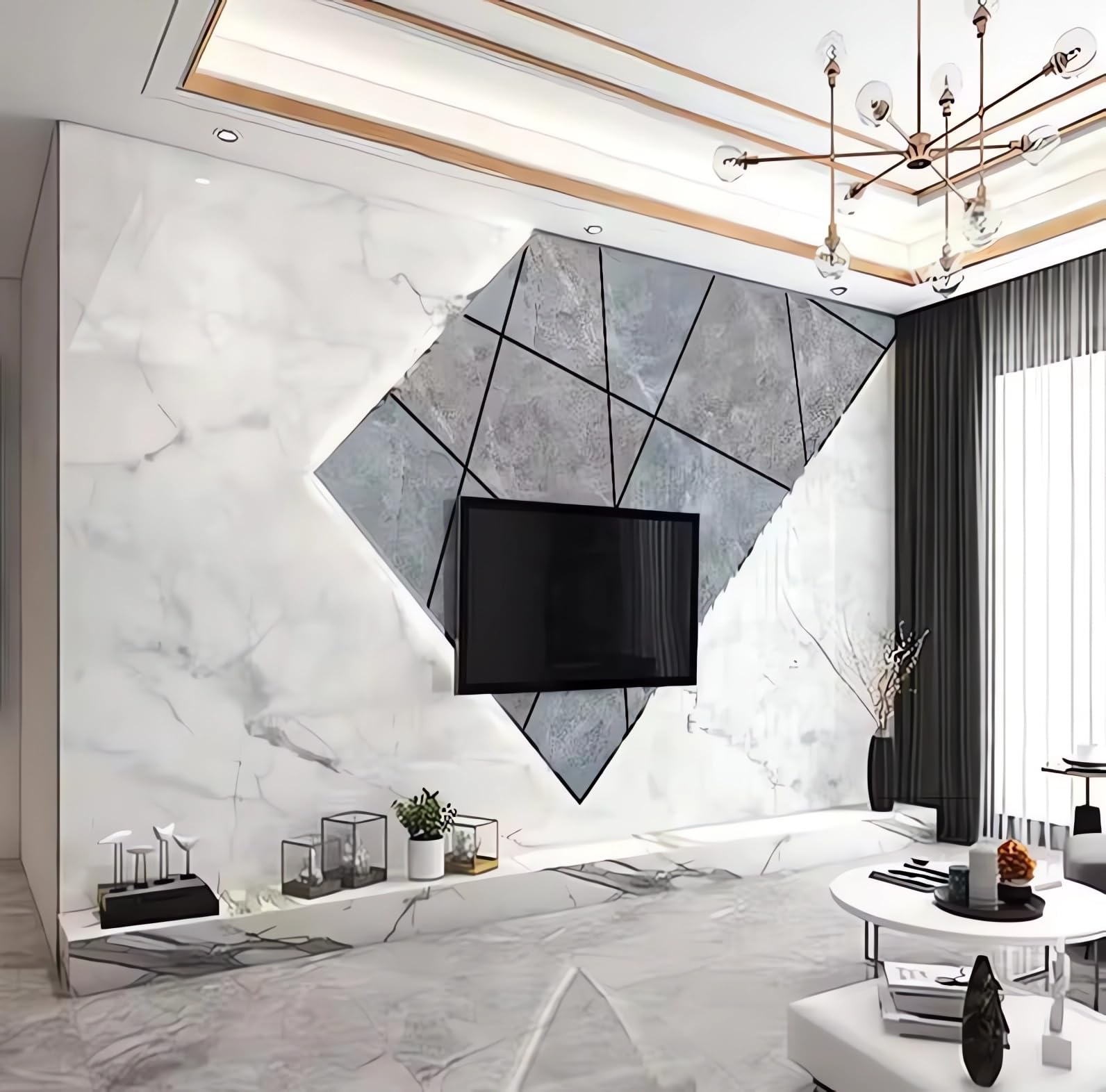 Papier peint mural 3D trompe l'œil en pierre blanche haut de gamme pour resto