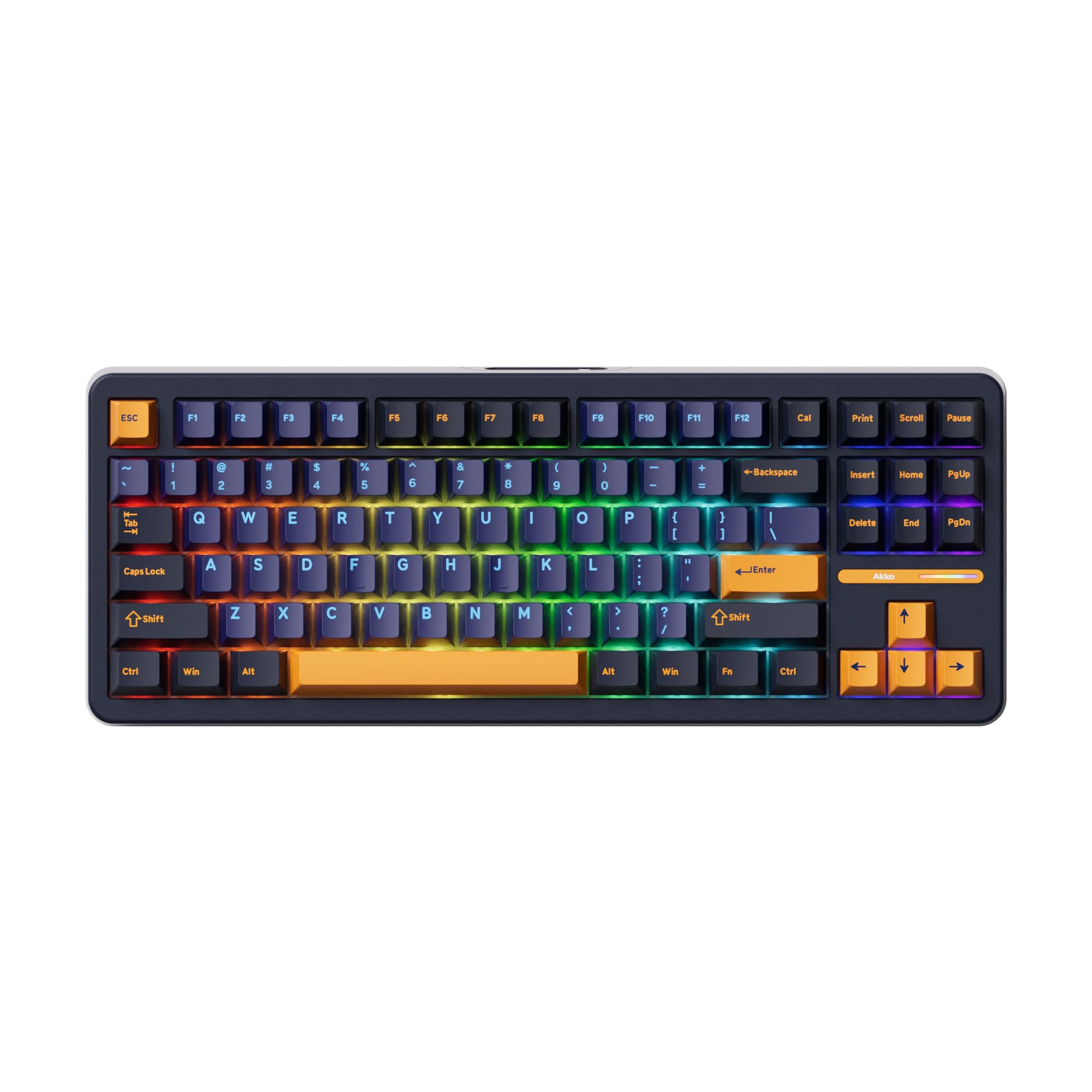 Teclado Mecânico Akko TAC87 RGB Horizon Azul e Amarelo TKL Switch