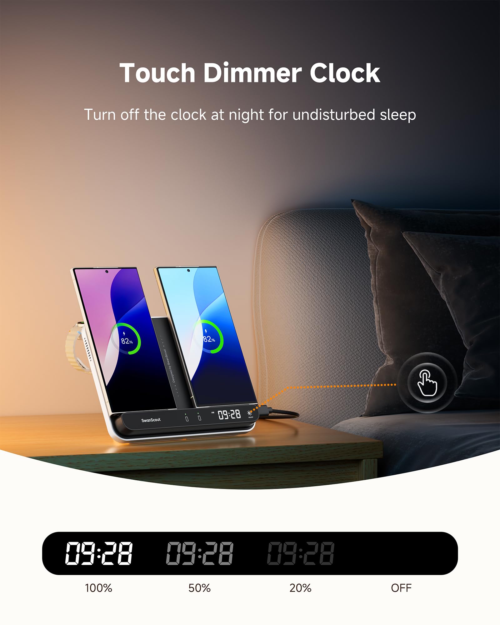 Bezprzewodowa Ładowarka do Samsung, Podwójna Stacja Ładująca Indukcyjna do Samsung Galaxy S25/S24/S23/S22/S21/Z Flip 7/Z Fold 6, Galaxy Watch 8/8 Classic/7/Ultra/6/5/4, SwanScout 710S