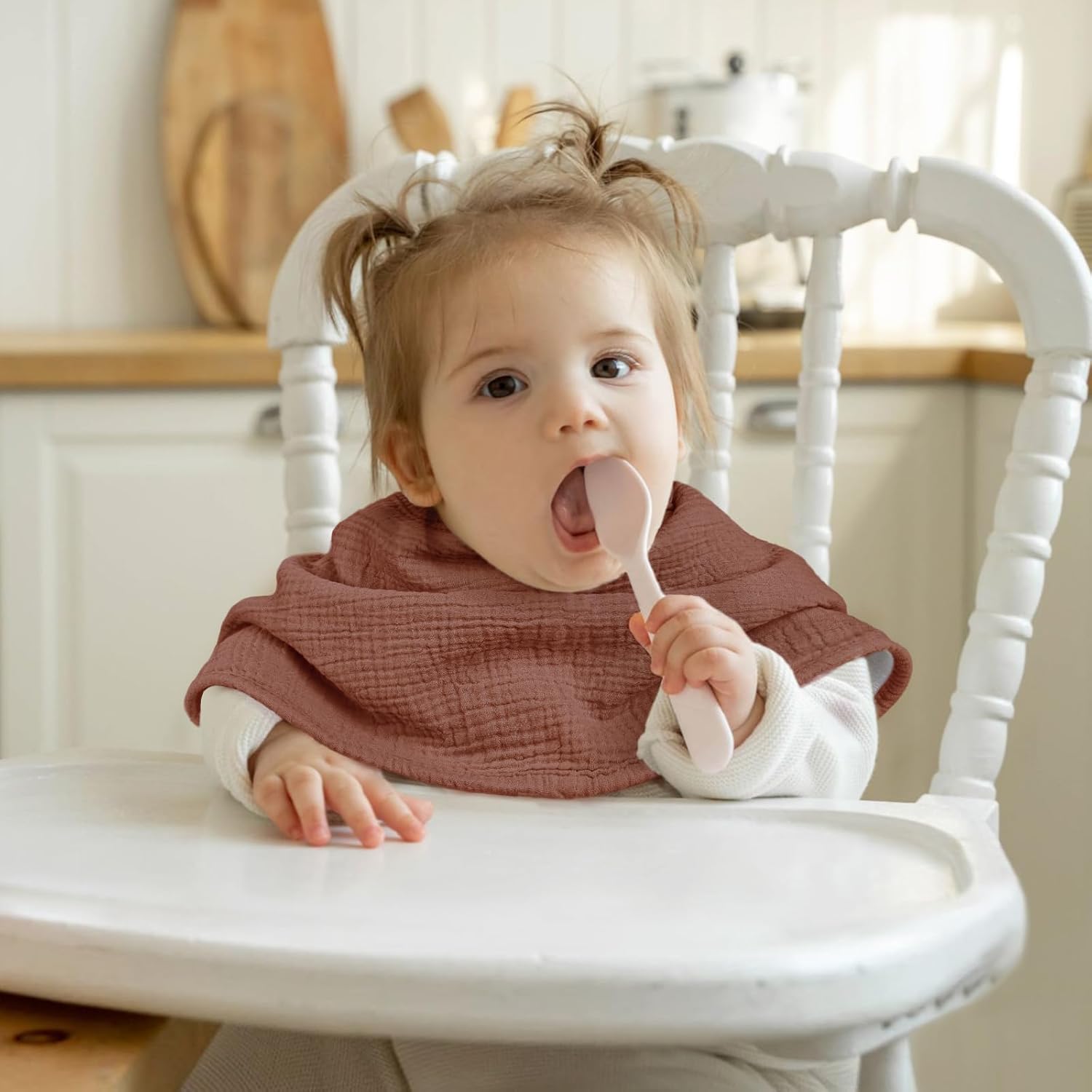 lulumoon Muslin Burp Cloths for Babies: 100% Soft Cotton Large Burping Cloths - Neutral Baby Burp Rags for Boy and Girl - Absorbent Burp Cloth for Spit-Ups 4 Pack - Image 6