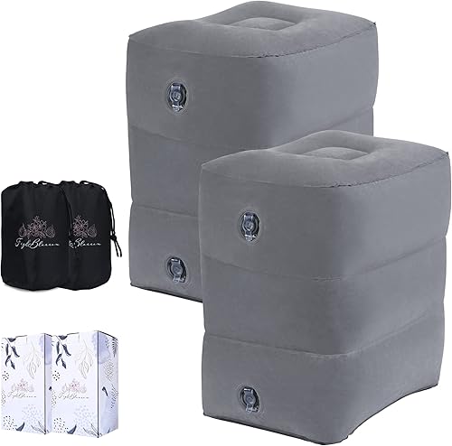 Paquete de 2 almohadas inflables para reposapiés de avión  Cama inflable de viaje para niños  Reposapiés inflable de altura ajustable para viajes