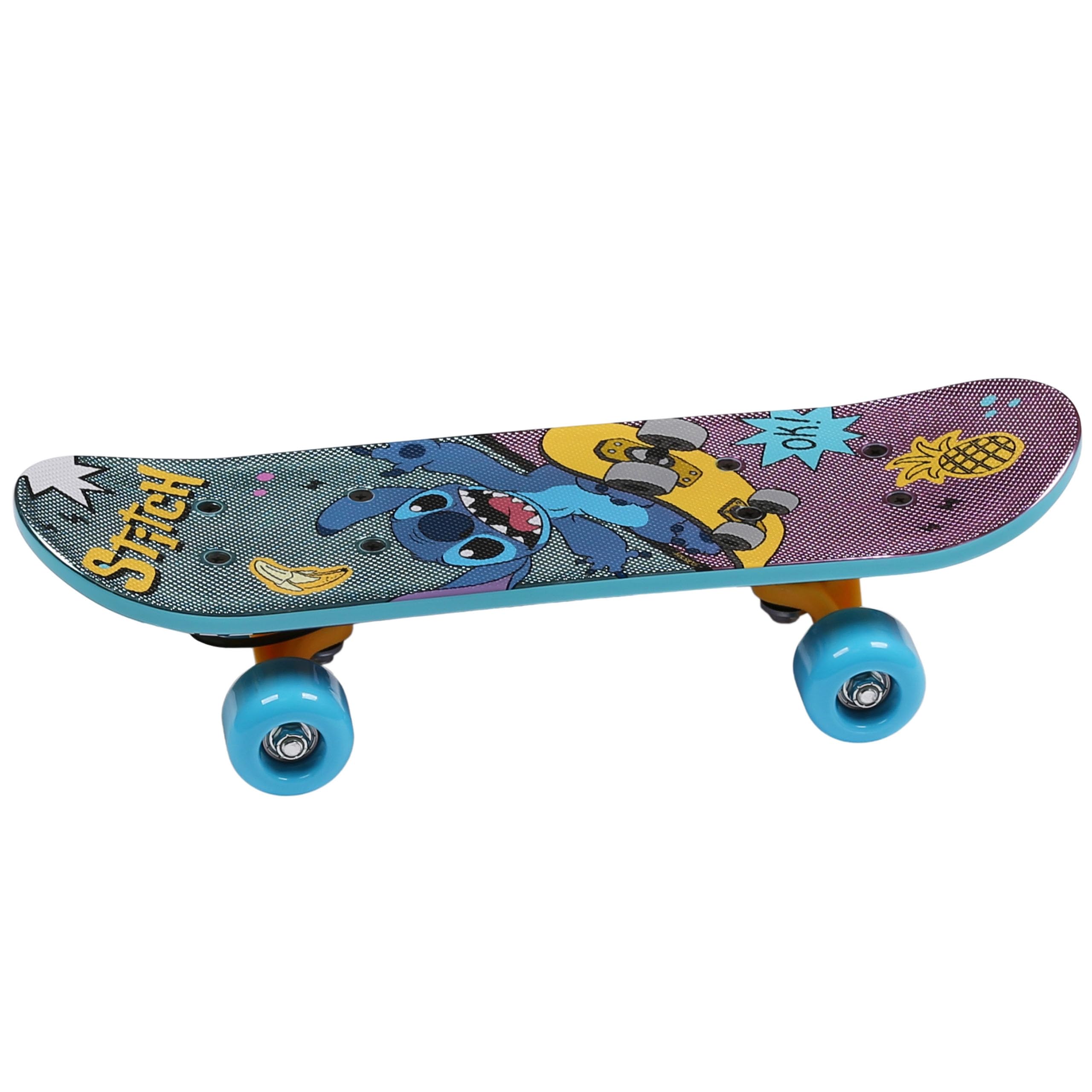 DISNEY Stitch Skateboard per bambini 42 cm, tavola antiscivolo, leggera, STABILE fino a 20 kg