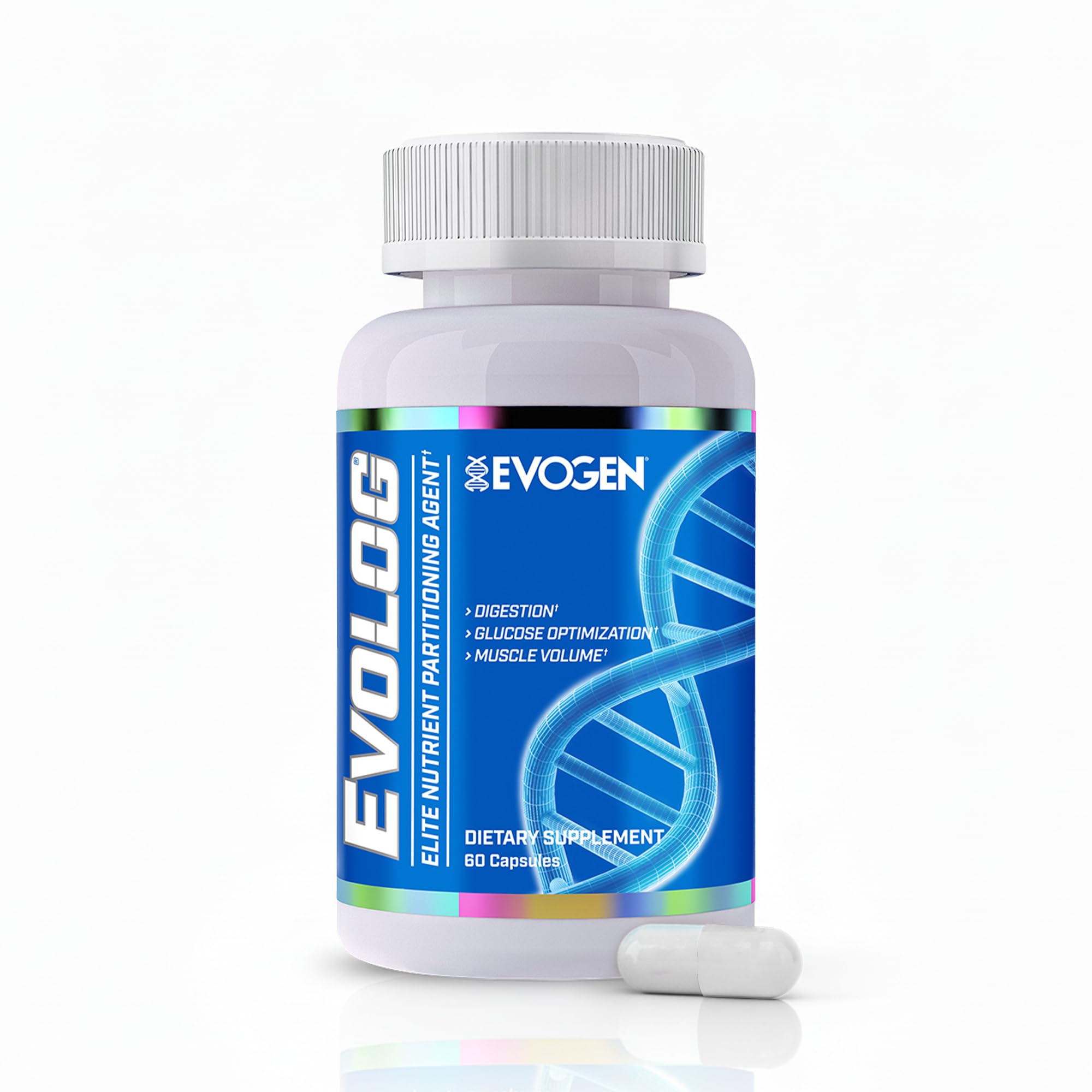 Evogen Evolog - Glucose Disposal Agent (GDA) & Elite Nutrient Partitioning | Mass Gainer & Weight Gainer for Women & Men | Supports Digestion, Glucose Optimization, Muscle Volume | 60 Capsules