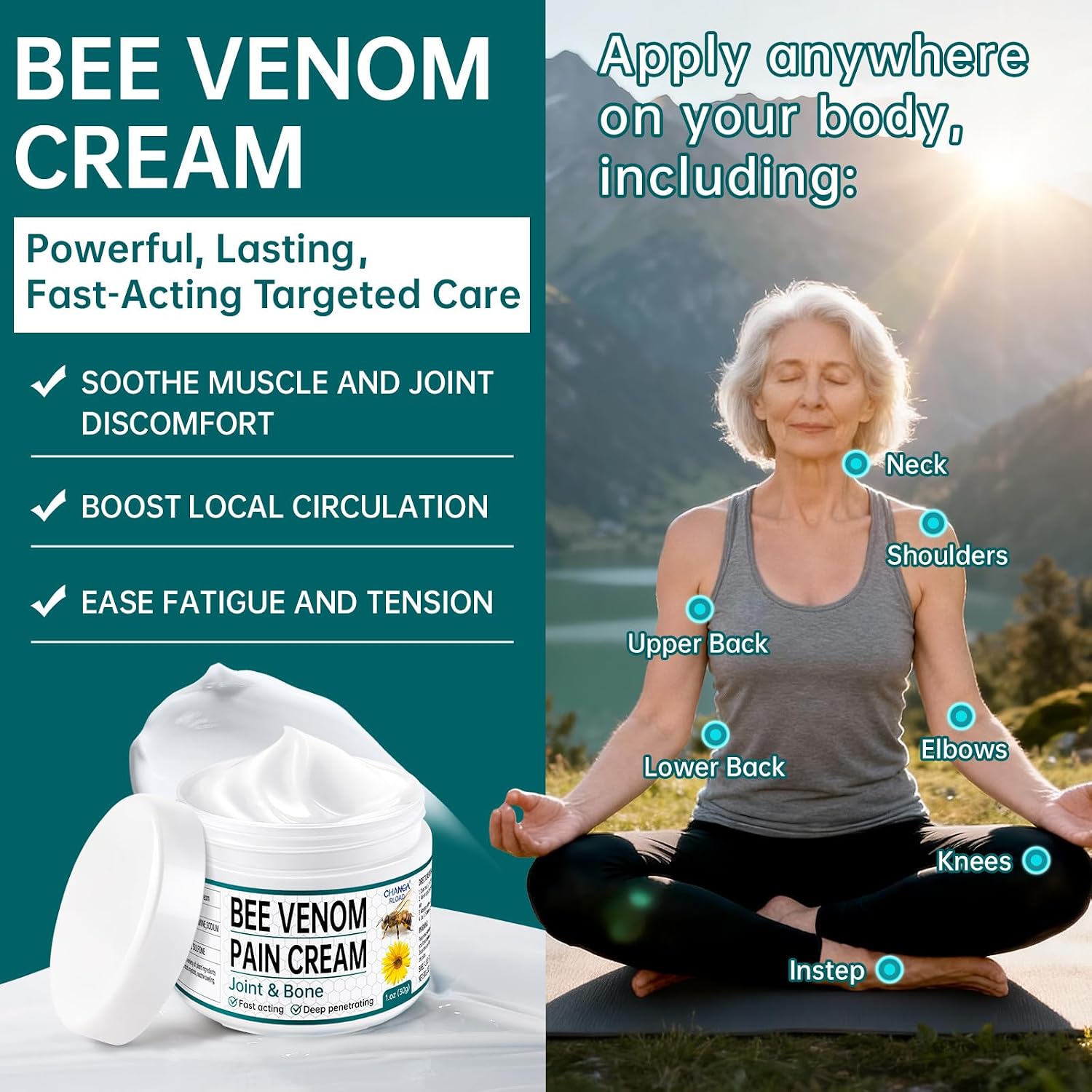 New Zealand Bee Venom Cream for Body Part, 2 PCS Specially Selected Bee Venom Cream, Designed for Daily Care of Back, Neck, Hands, and Feet, Comfortable Care Experience