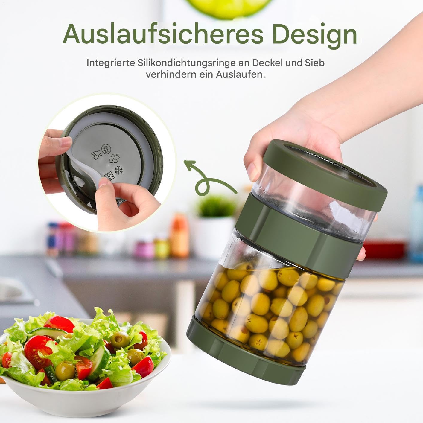 Gläserne Gurken Einmachglas | Dichte Aufbewahrung Für Gurken | Silikondeckel Umkehrbares Glas Nass Trocken Trennung Weithals Für Brauen Süßigkeiten Joghurt Honig Mahlzeitenzubereitung