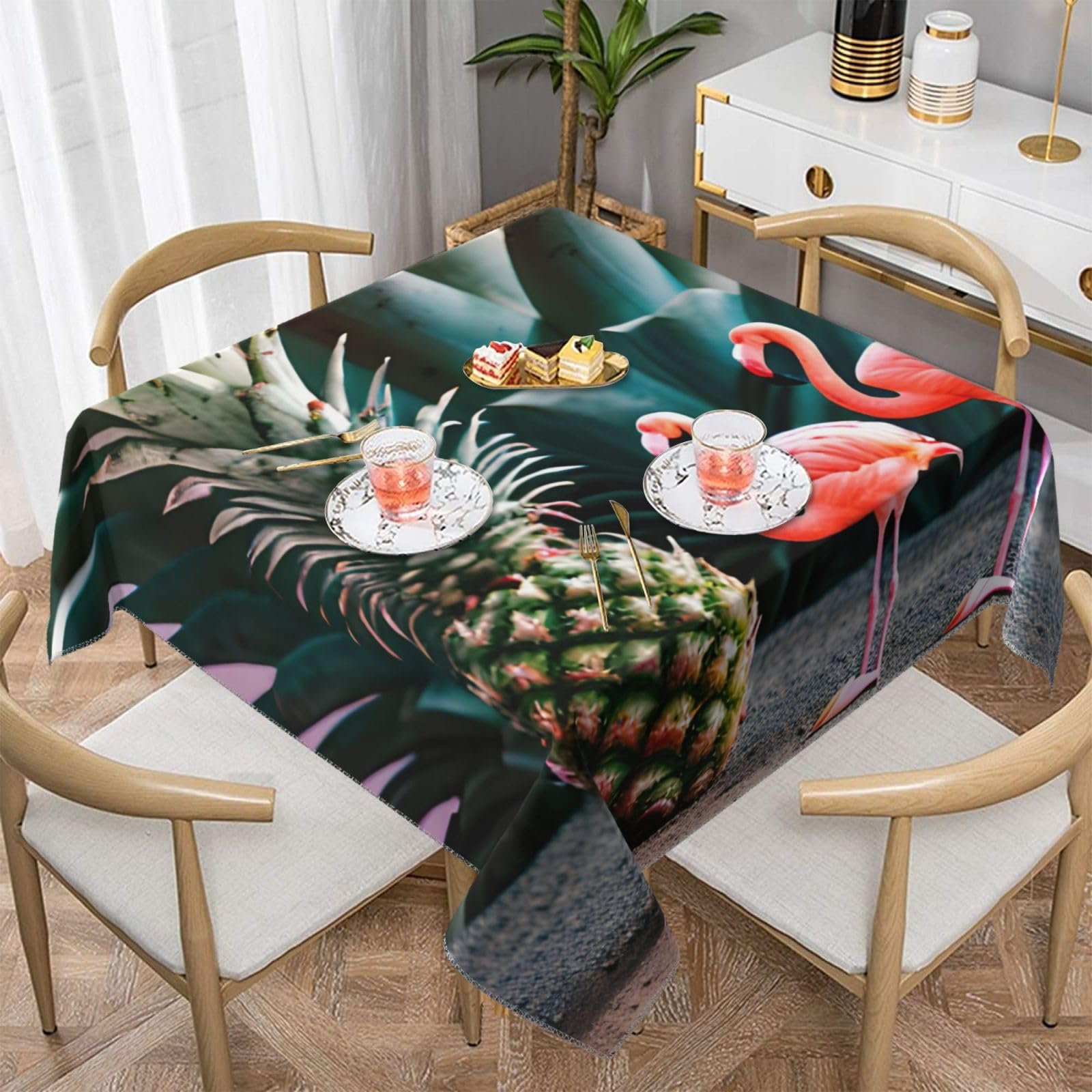 Nappe carrée ananas chic et finitions haut de gamme pour grand dîner