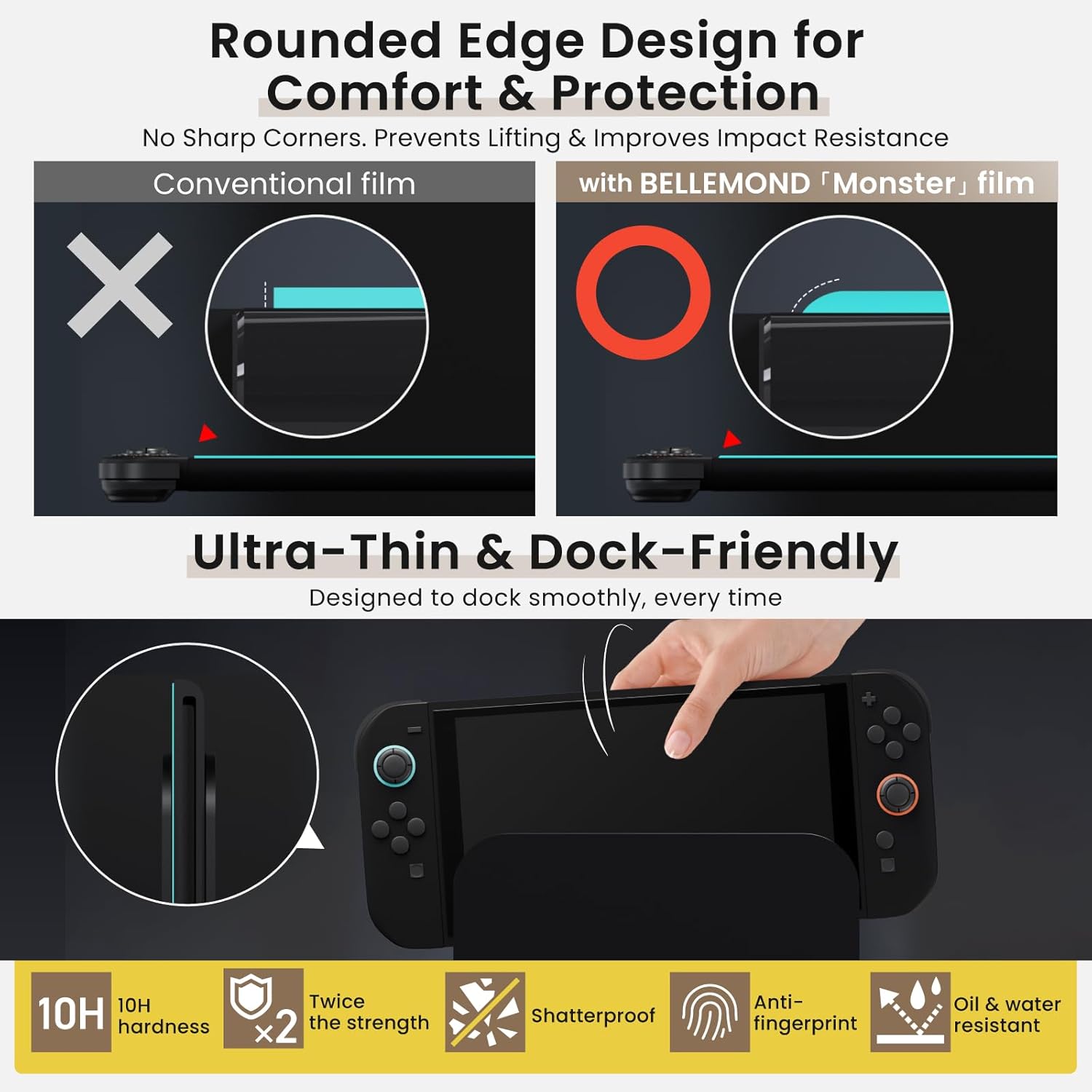 BELLEMOND Tempered Glass Screen Protector for Nintendo Switch 2 (2025) | 2 Pack | 7.9” | Anti Blue Light Filter | EZ Guide Alignment Kit for Flawless Installation | 10H Hardness | Designed in Japan - Image 7