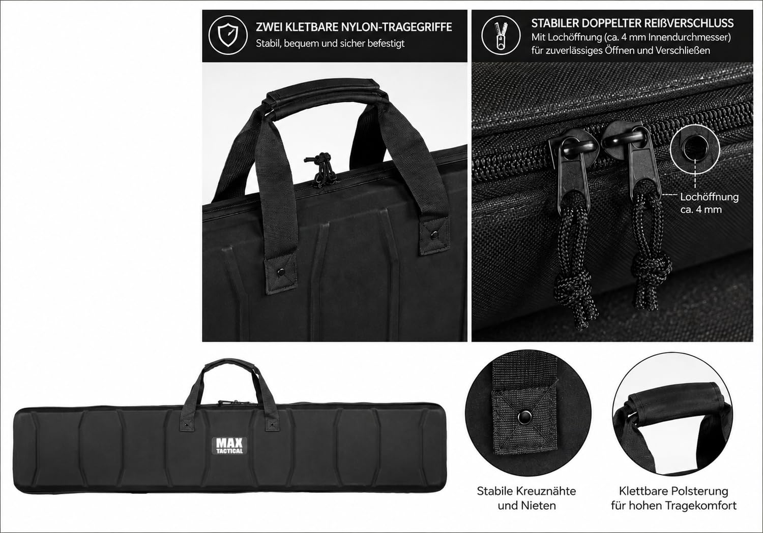 Soft Case Waffentasche – Gewehrkoffer Hybrid aus leichtem Eva Hartschaum – Abschließbares Gewehrfutteral Transport – Universal Transportkoffer mit Waben-Schaumstoff