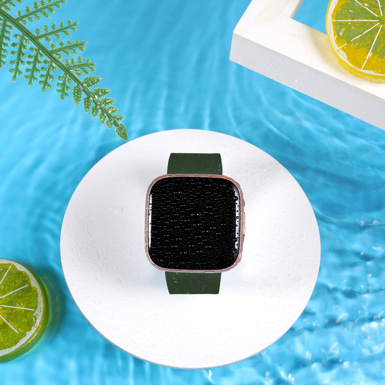 Oielai Wristband for Fitbit Versa 2, Silicone Sport Classic Replacement Band for Women or Men, 08 Military Green, S 5.5"- 7.1" - Image 3
