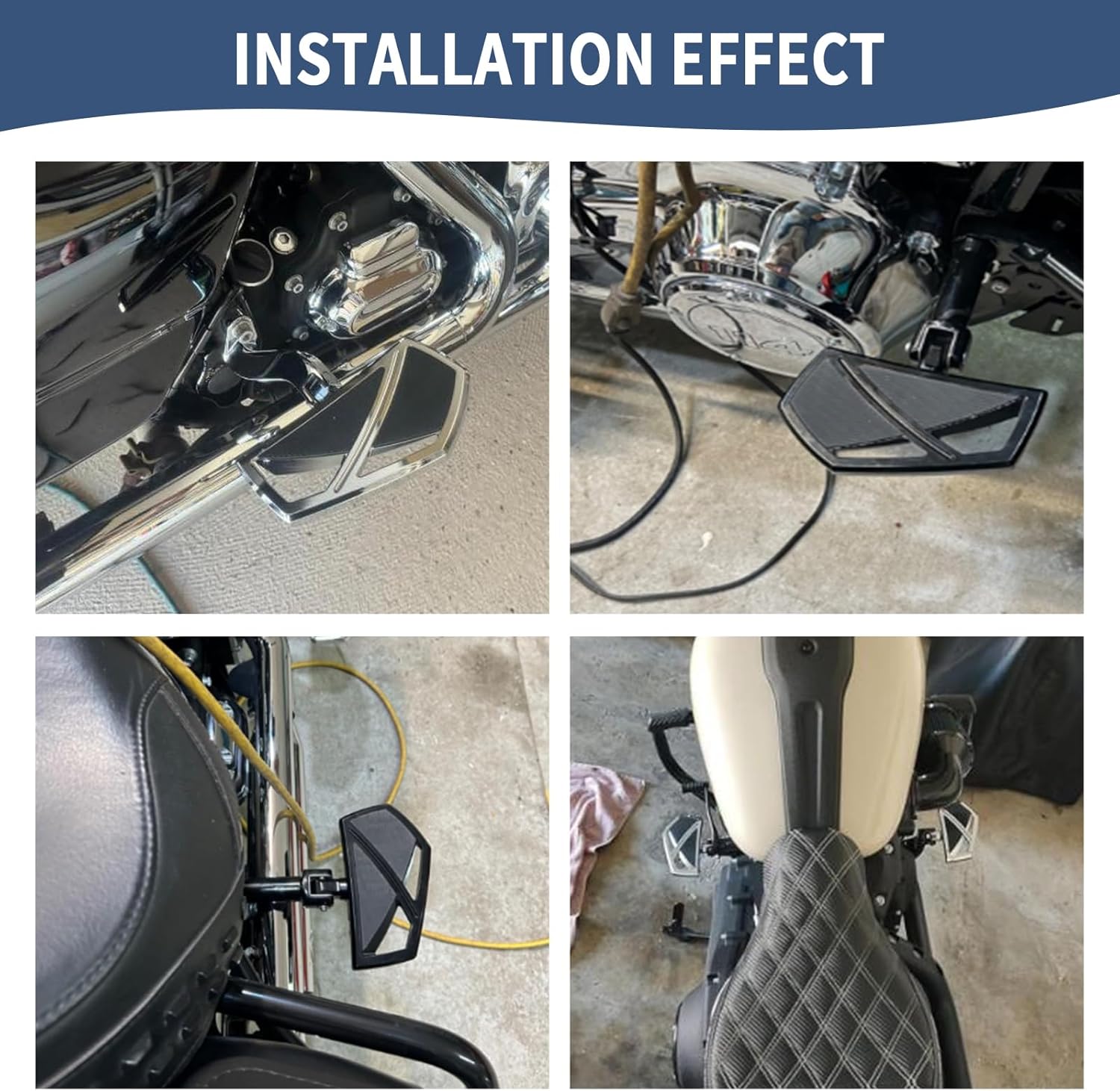 Motorcycle Mini Floorboards Phantom Foot Pegs Male Mount Style Footrests Fit for Harley Dyna Touring Road King Street Glide Road Glide Sportster 883 Softail Fat Boy Universal