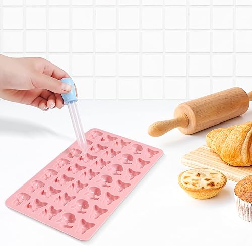 Miniatura 1 de Moldes de silicona para dulces, paquete de 3 moldes antiadherentes de grado alimenticio para perros, con 2 goteros, resistentes al calor, para hacer