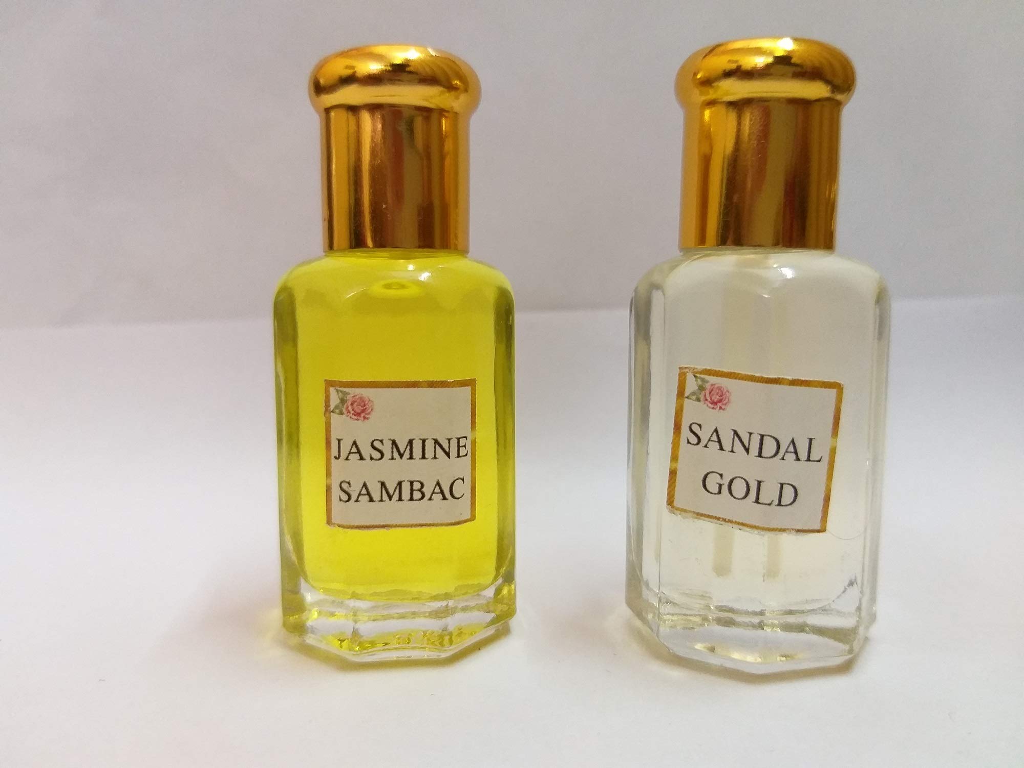 Sandal, Chandan and Jasmine, Jasmine Sambac Attar/Ittar Concentrated Perfume Oil - 10+10 ml Aromatic Combo of Sandal and Jasmine Fragrance