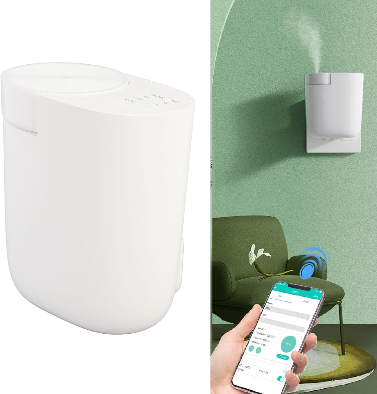 Essential Oil Diffuser, Atomization Technology Scent Diffuser BT and Key Control Essential Oil Fragrance Diffuser for Home Hotel Spa Car Nursery and Plant