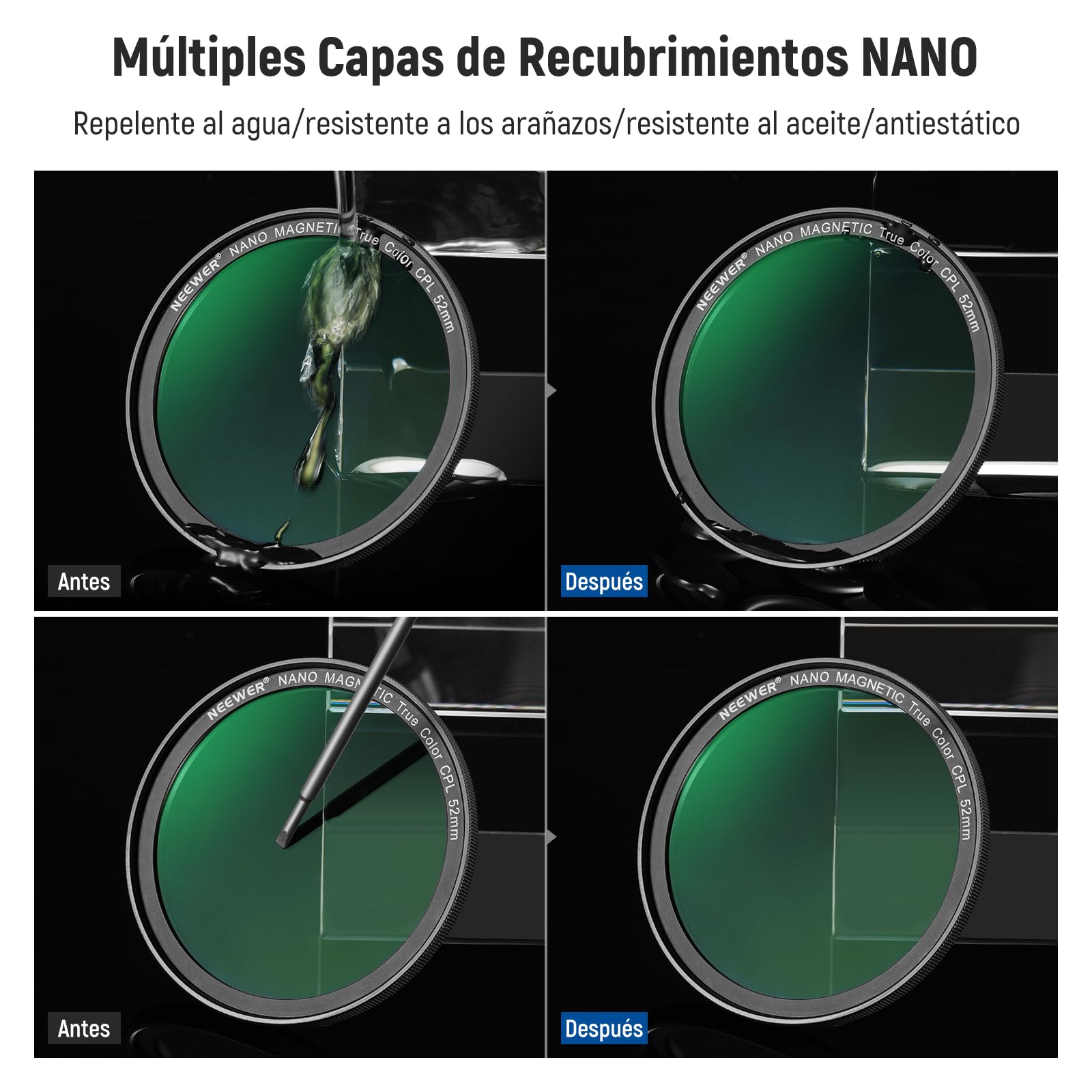 NEEWER Kit Filtro Magnético 52mm con Anillo Adaptador/Estrella de 4 Puntos/True Color CPL/Black Diffusion 1/4 Compatible con SmallRig NEEWER Jaula con Montura de Lente M para iPhone 14 13 12 Series