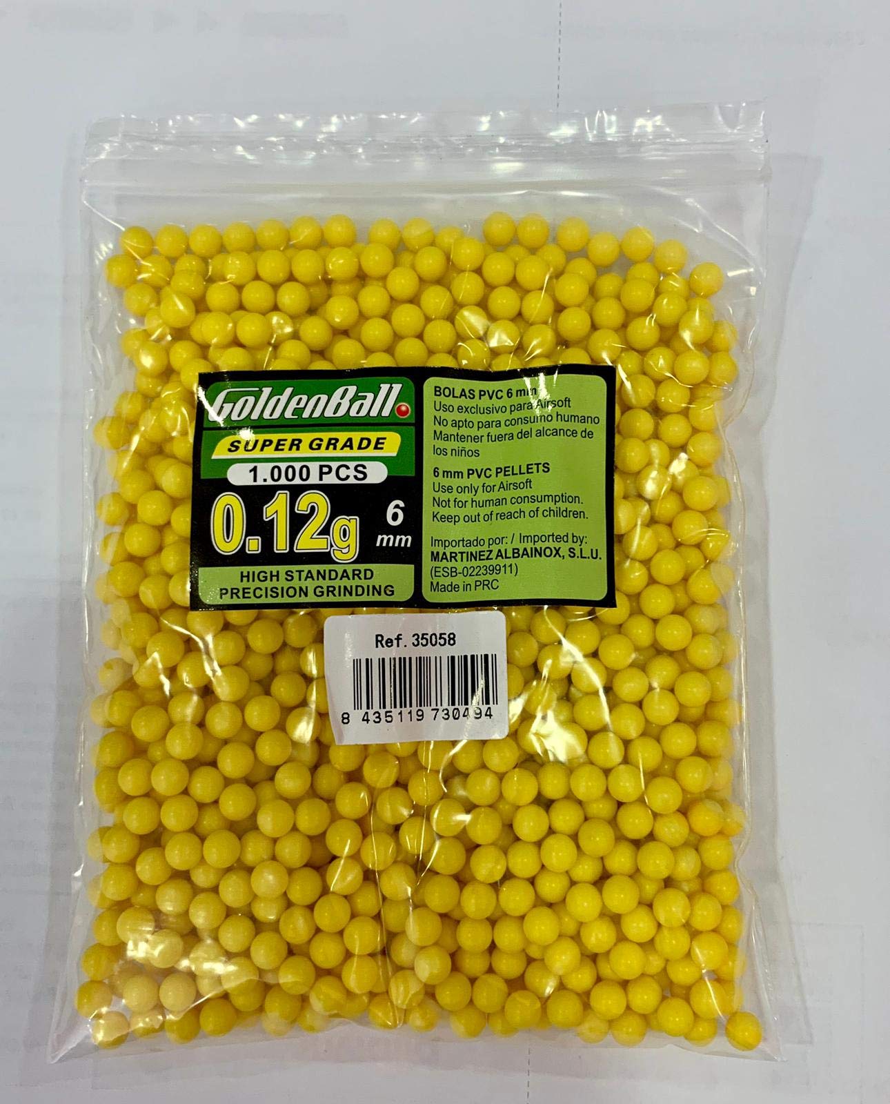 Golden Ball 35099 Bolsa con Bolitas de PVC para Armas, Amarillo, 6 mm