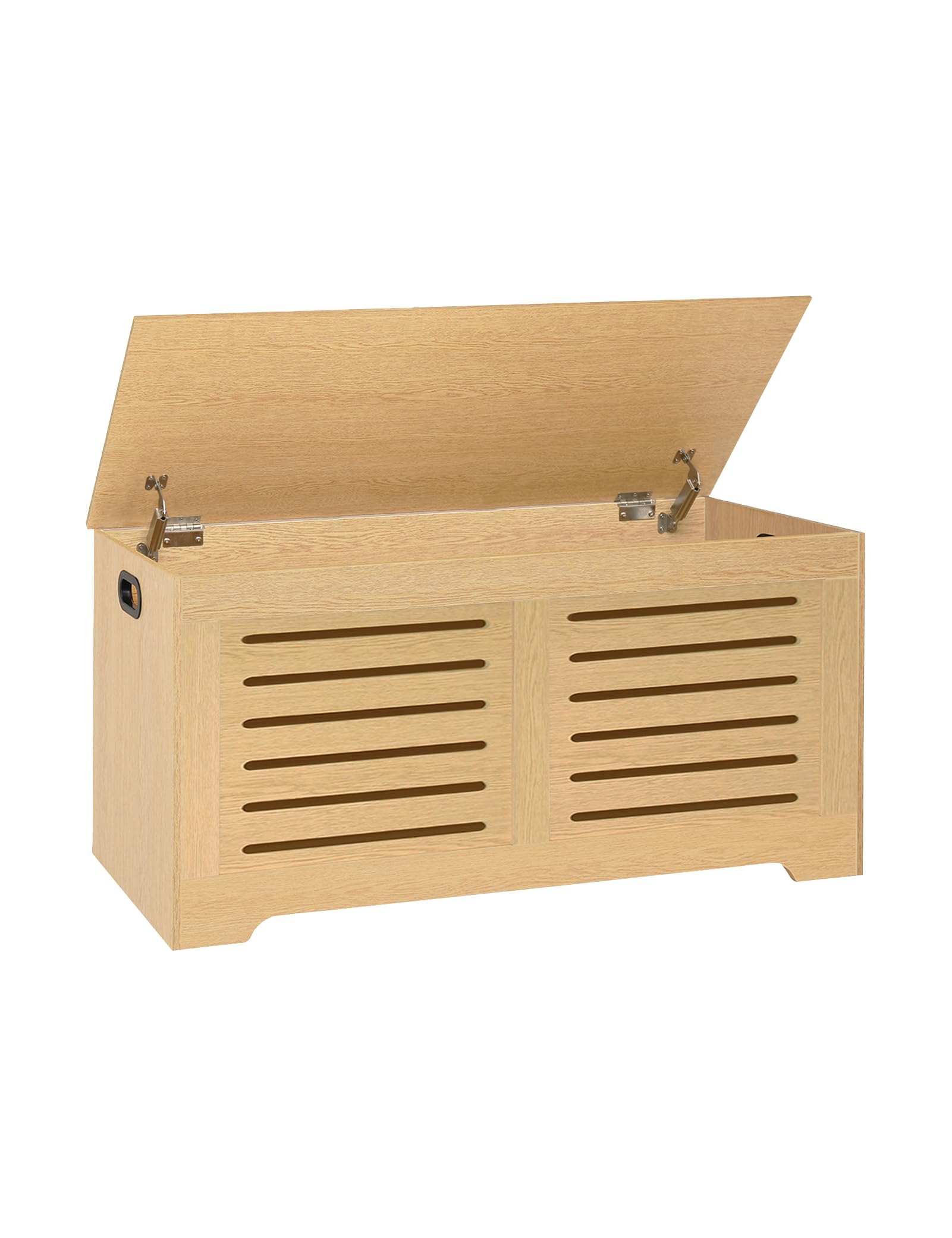 DINZI LVJ Storage Chest, 39.4”Wooden Storage Box with 2 Safety Hinges, Entryway Shoe Bench with Flip-Top, Farmhouse Style Trunk for Living Room, Bedroom, Play Room, Easy Assembly, Natural