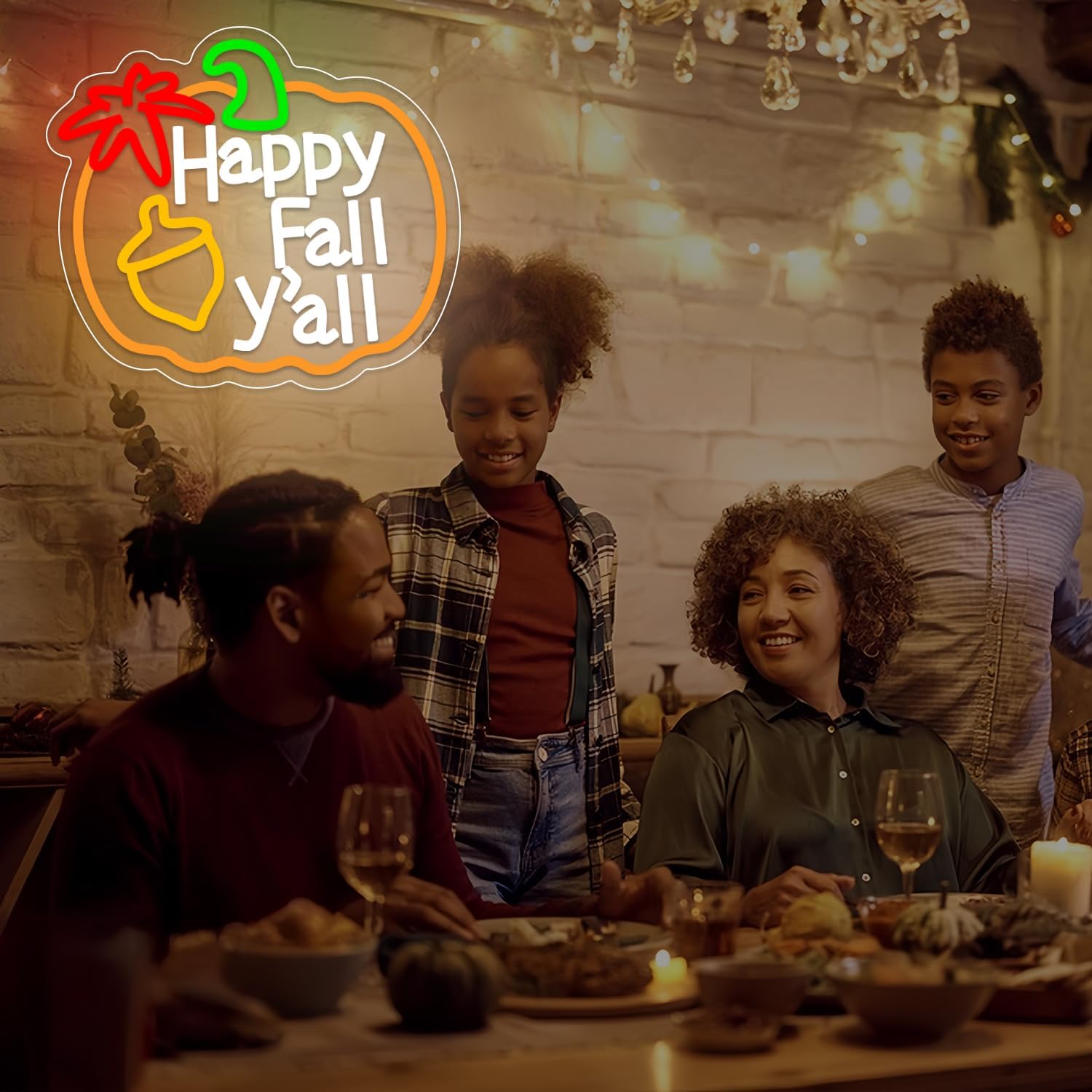 Happy Fall Y'all Neon Sign,Thanksgiving Pumpkin Neon Sign Thanksgiving LED Neon Light Sign Thanksgiving Decorations for Autumn Room Bedroom Table Wall Decor Kids Holiday Gift USB Powered - Image 7