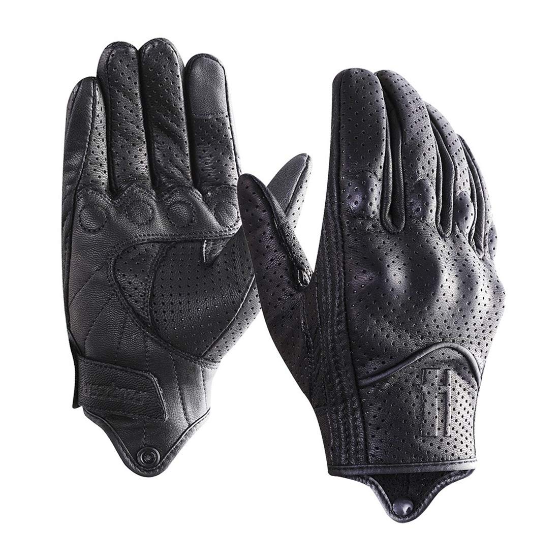 Harssidanzar Guanti da moto touchscreen da uomo in pelle di capra GM028E