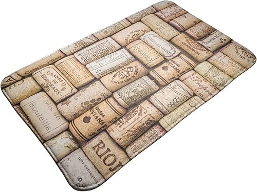 Miniatura 1 de Tapete retro con patrón de corcho de vino de 16 x 24 pulgadas, tapete de superficie de terciopelo esponjoso, antideslizante, para cocina, interior,
