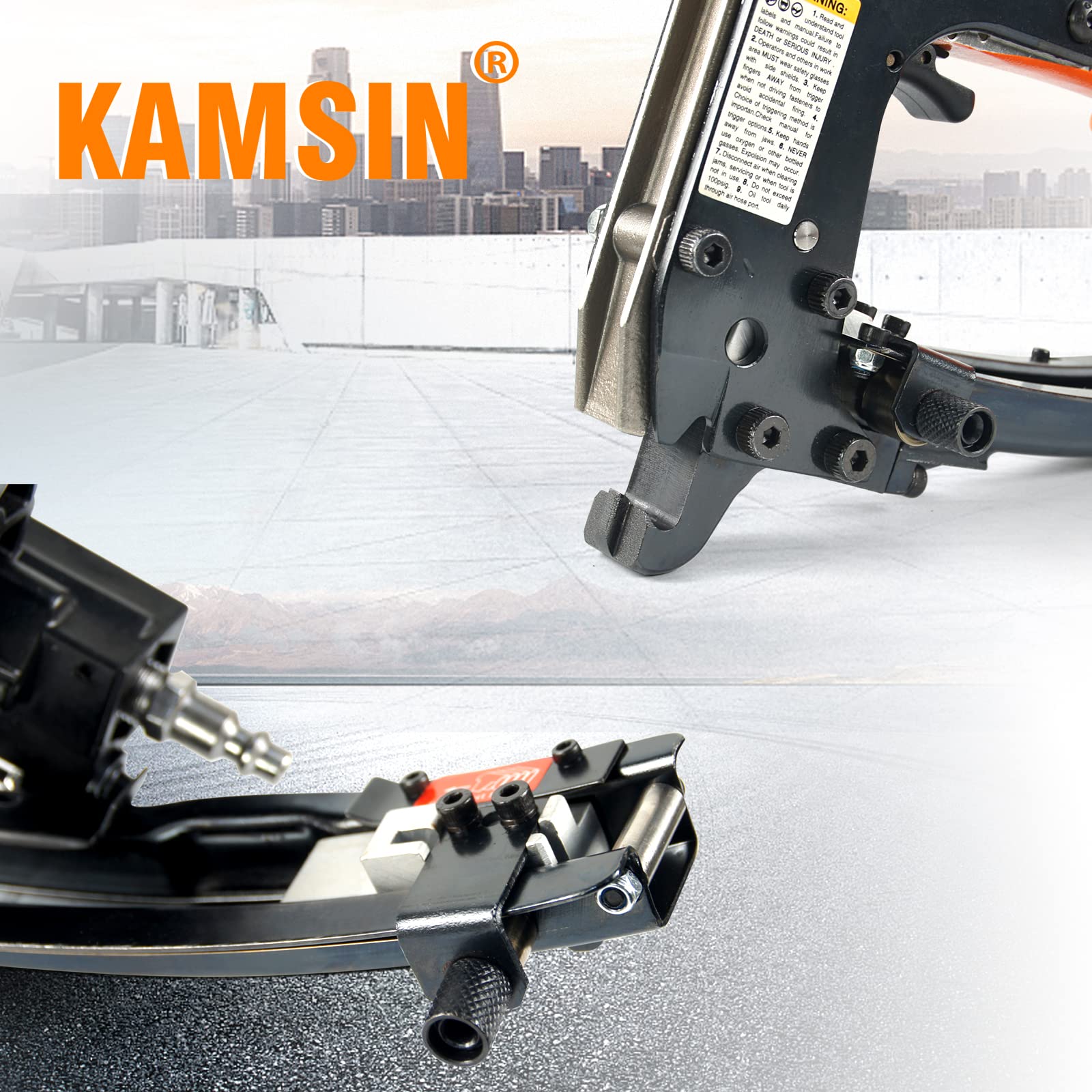 Kamsin M66K Pneumatyczny zszywacz zaciskowy Air Power Clinching Clipper Zszywacz Narzędzie Pneumatyczne klipsy - pistolet zaciskowy do mocowania pułapek na materac, sprężyna, klipsy typu Vertex klipsy