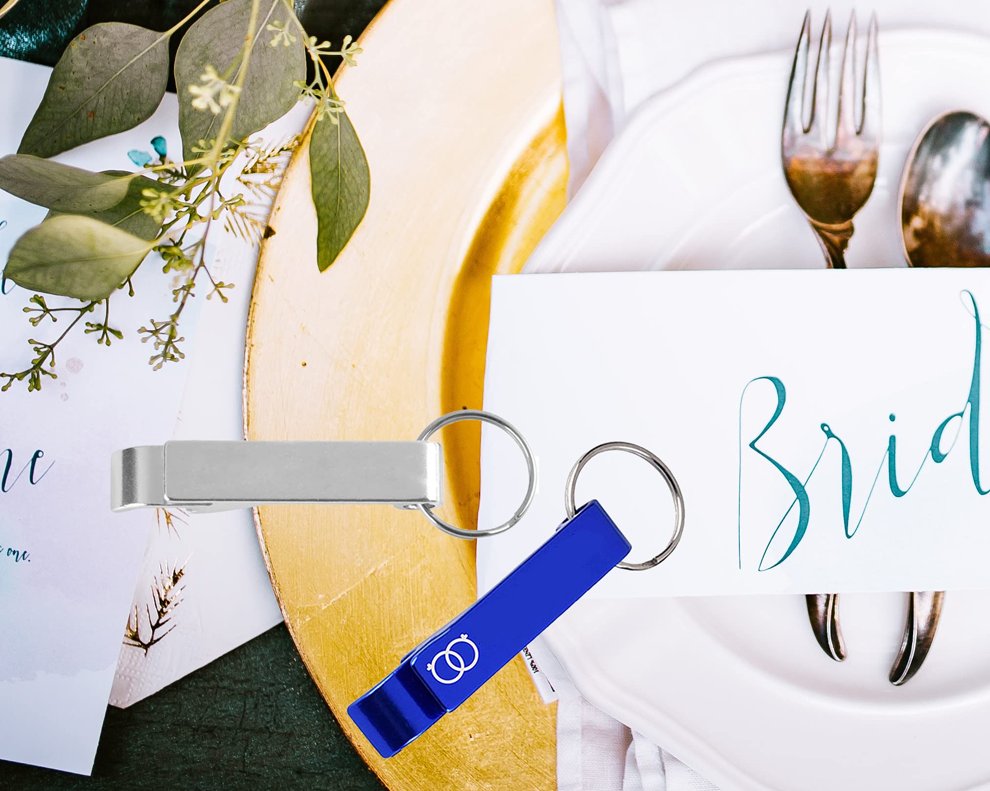 Abridor de botellas de tamaño de bolsillo personalizado de 100 piezas para celebraciones de bodas, precios de bodas para invitados, abrebotellas hechas a medida, coloridos, aluminio
