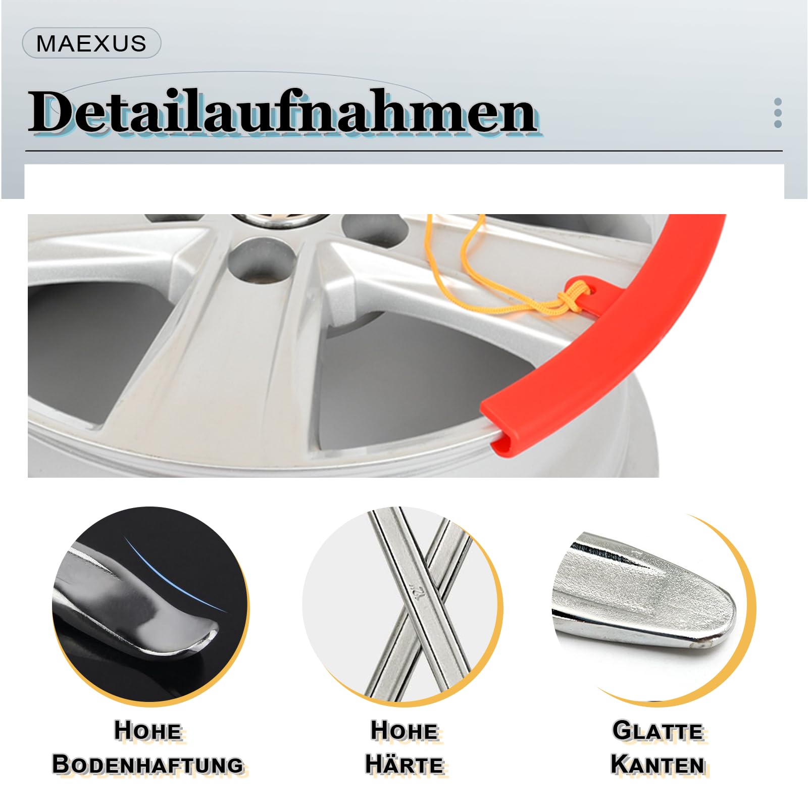 Levier Montage Pneu Démonte-pneus MAEXUS - Lot De 3 Leviers 30cm - Acier Chrome-vanadium - Avec Protections Jantes Protection Jantes Polyuréthane