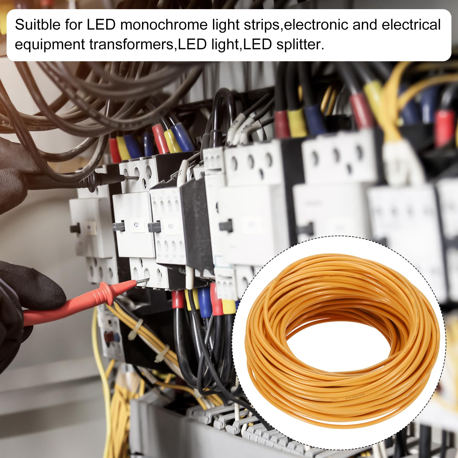 QUARKZMAN Cable Eléctrico Aislado De Cobre Trenzado De 75 Pies 12 AWG Cable De Conexión THHN Cable Residencial Industrial Para Puesta A Tierra Clasificado Para 600 Voltios Listado UL Naranja