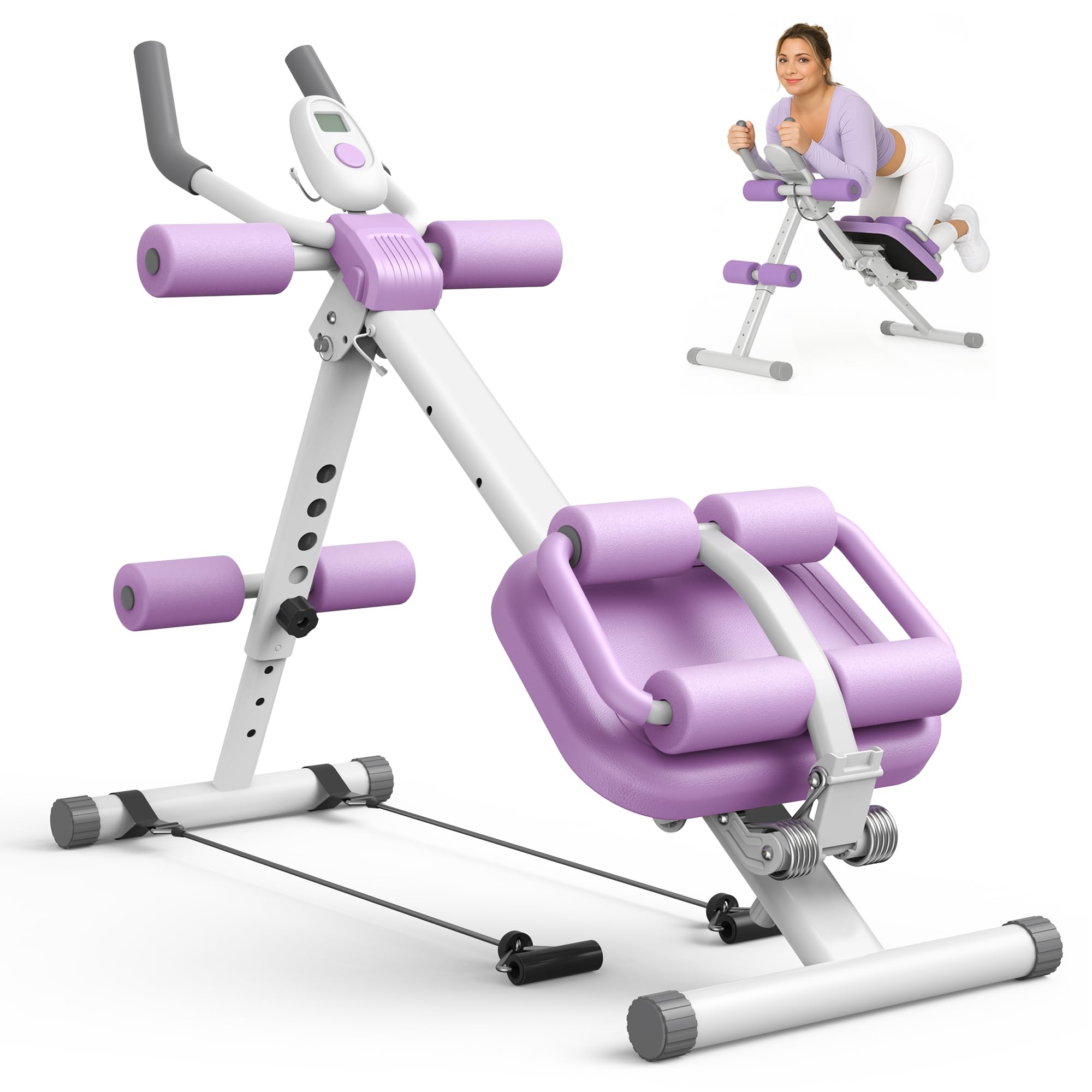 EPHESPORT Multifunctional Ab Machine, Crunch & Sit-Up Core Trainer for Stomach & Ab Workout, Adjustable & Foldable Exercise Equipment, Knee/Back Support, Full Body Workout for Home Gym