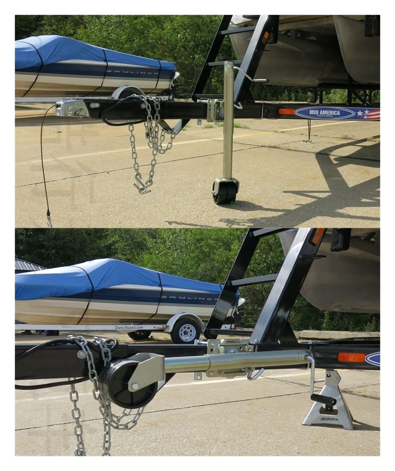 6 Cal podwójne pełne koło Sidewind okrągły obrotowy podnośnik do przyczepy ze śrubą na pojemność 650KG koło kopiujące łódź RV części akcesoria do przyczepy kempingowej, łodzi