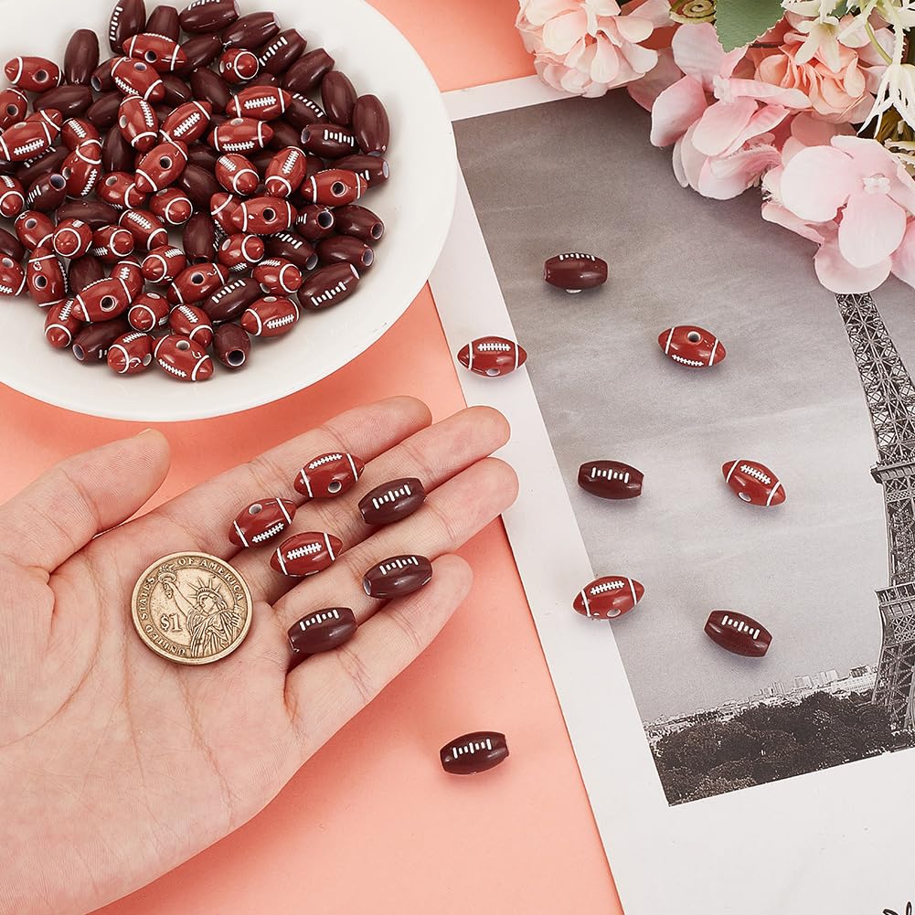 HOBBIESAY 200Pcs 2 Colors Football Beads 15mm Acrylic Sports Beads with Big Hole Connector Beads for DIY Bracelets Earring Necklace Jewelry Making,Hole:3-4mm - Image 4
