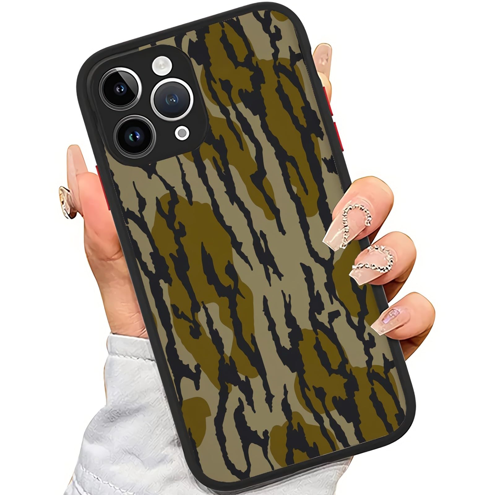 XUNQIAN Compatible for iPhone 15 Case, Aesthetic Camo Vintage Camouflage Phone Case Art Thin Soft Black TPU + Mirror Protective Case (for iPhone 14)