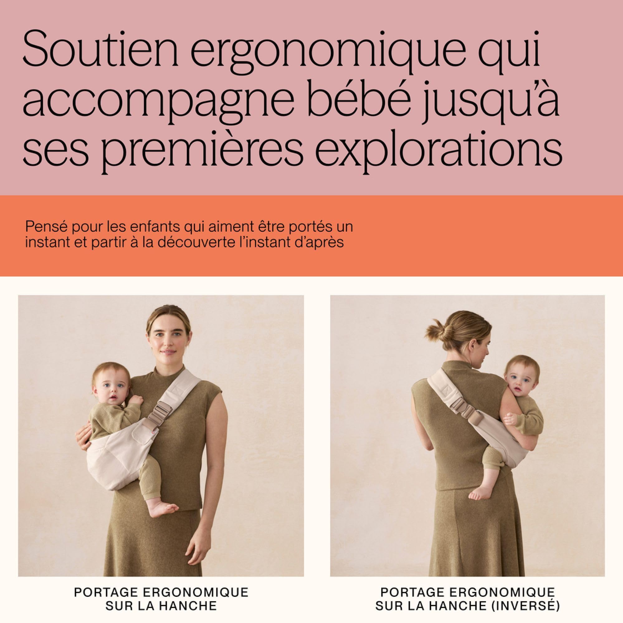 Ergobaby Upsie Sling ergonomiczny nosidełko dla niemowląt i małych dzieci w wieku od 6 miesięcy (7,7-20 kg), spontaniczne przejście między chodzeniem a transportem, Onyx Black