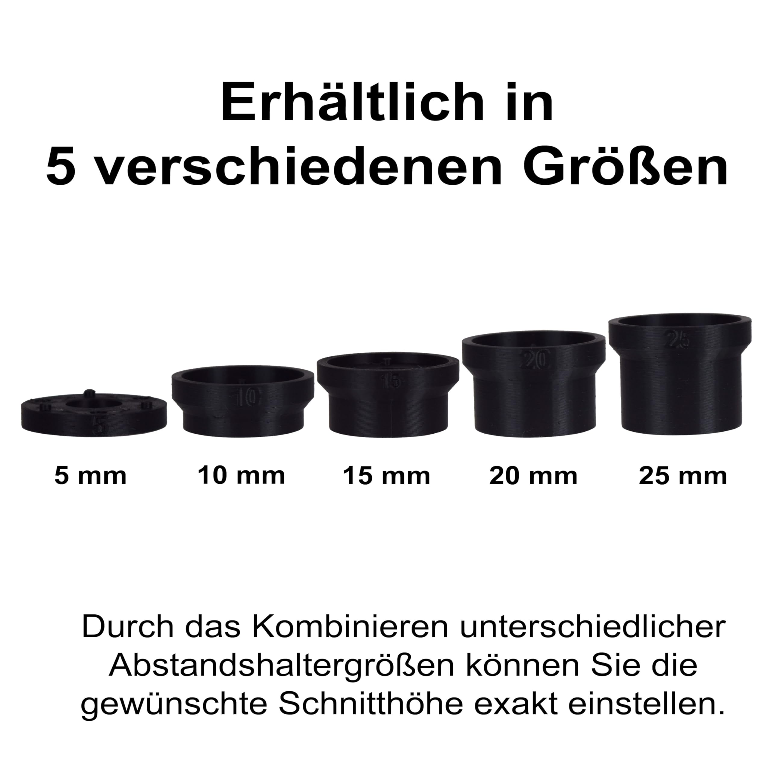 HERRLAN® Präzisions-Abstandshalter für Messerteller - 25 mm Distanzscheiben - Tieferlegungs-Kit für Mährroboter - Kompatibel mit Mammotion LUBA 1 & LUBA 2 - Made in Germany