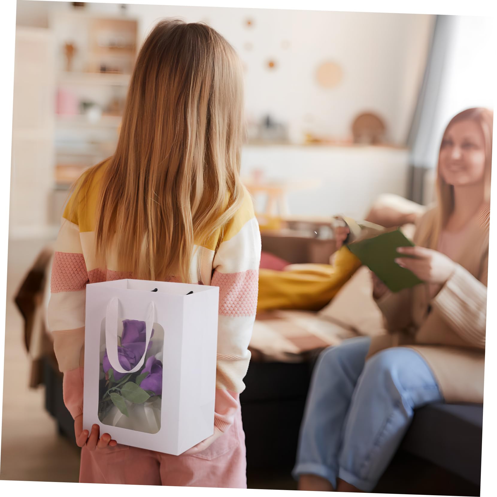Borsa Regalo in Carta Finestra Trasparente e Manici Doppi, 20 Pezzi
