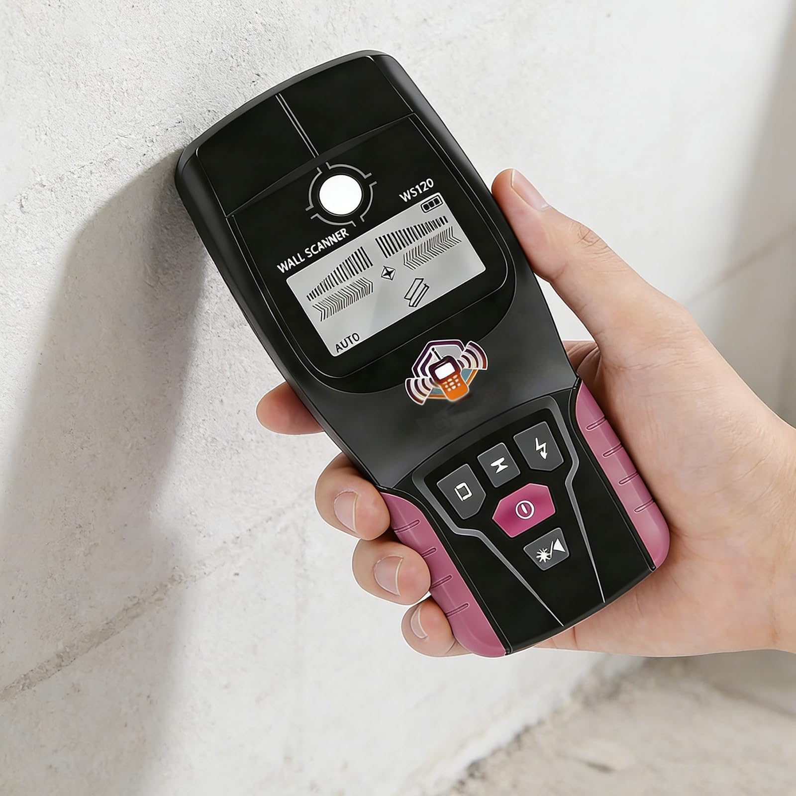 Detector de pared, escáner profesional para cables vivos, cables, tuberías de agua de PVC y metal con pantalla LCD y posicionamiento preciso