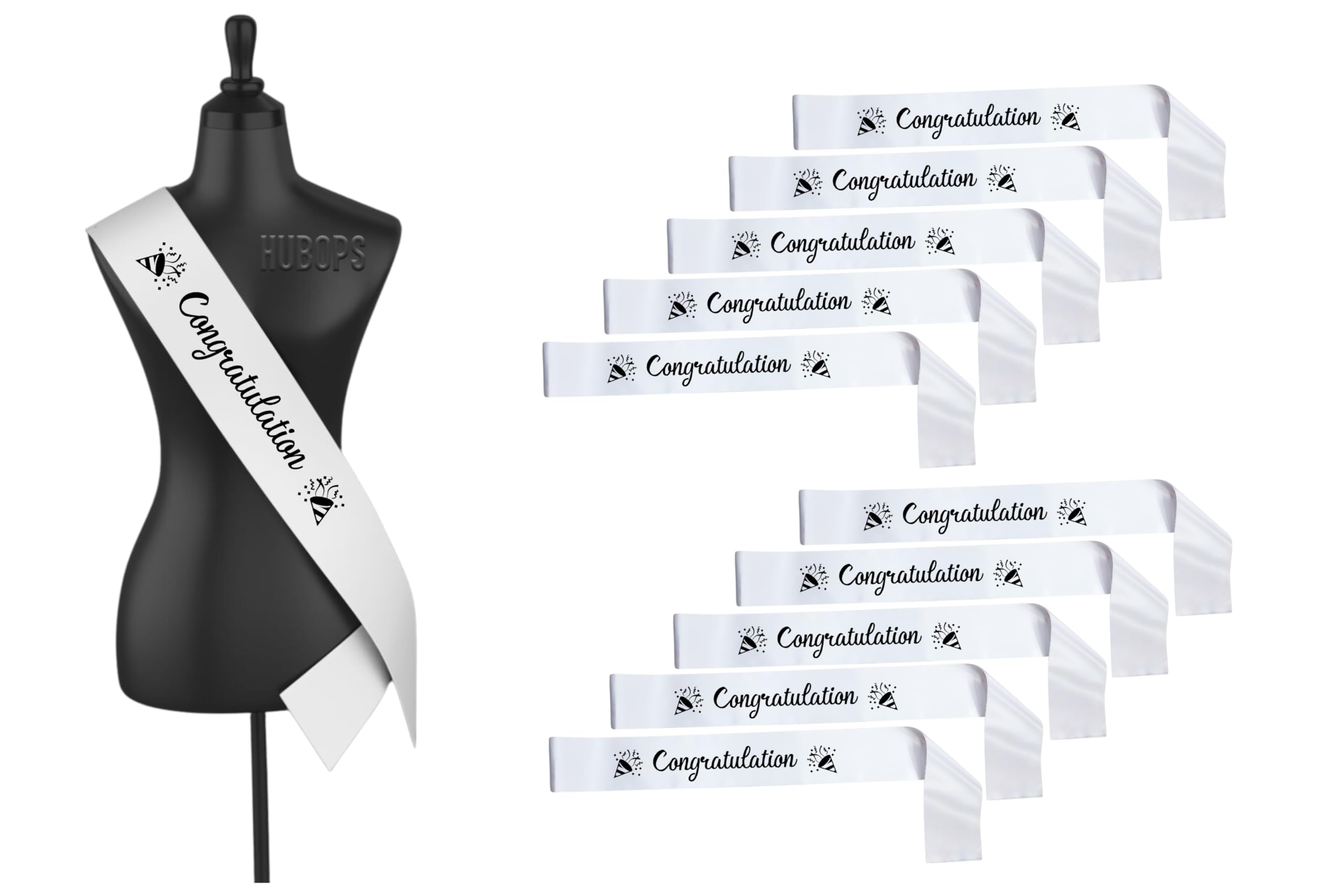 Congratulation Sash for Work Party, Events, Party Supplies, Gifts, Favors, & Decorations sash pack of 10 White